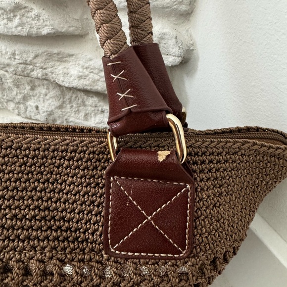 EUC The Sak large brown bucket lined crochet tote beach bag - Picture 5 of 8